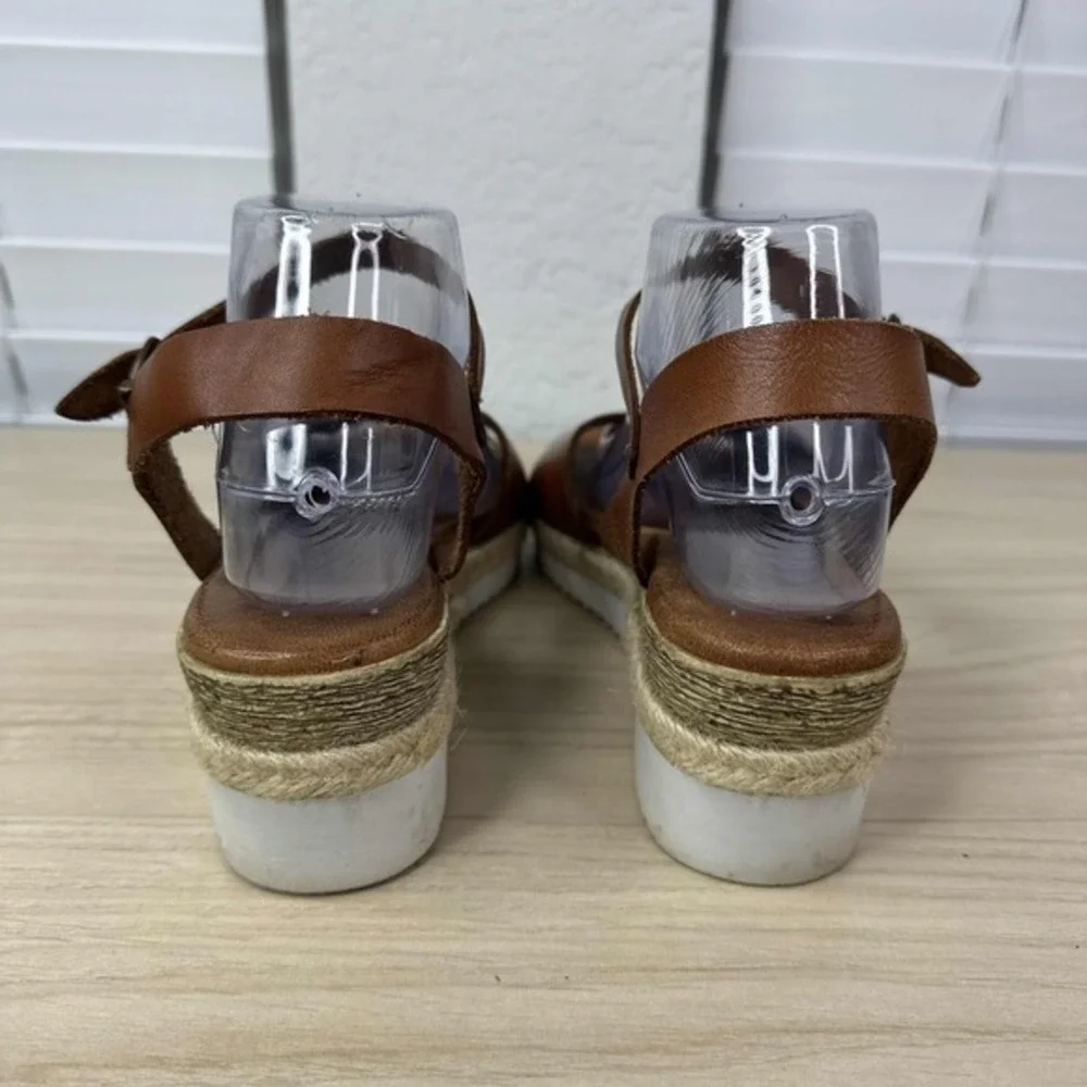 Bertuchi Shoes Womens EU 39 Brown Ankle Strap Espadrille Wedge Boho‎ Sandals